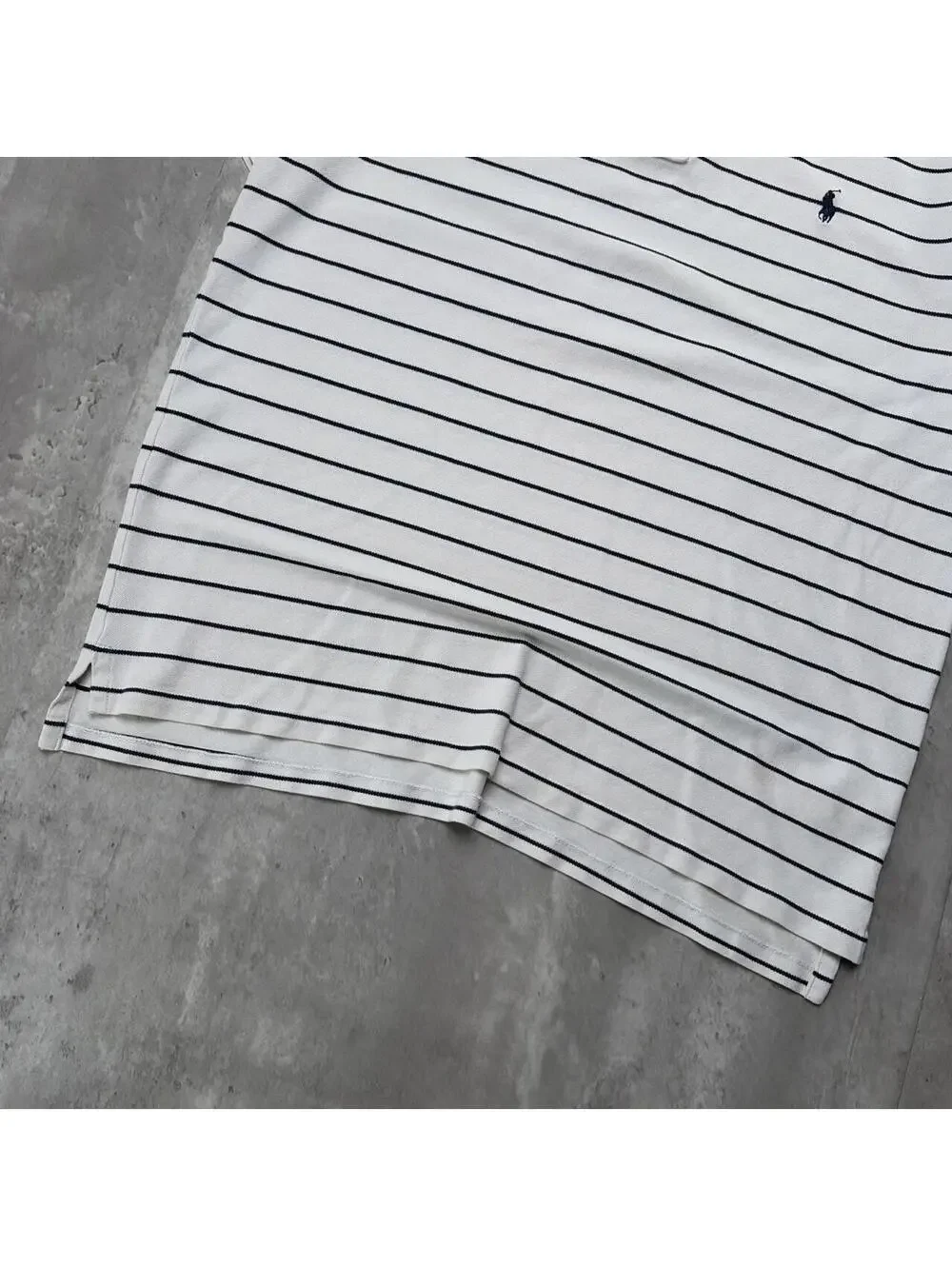Y2K White Polo Ralph Lauren Striped Polo Shirt